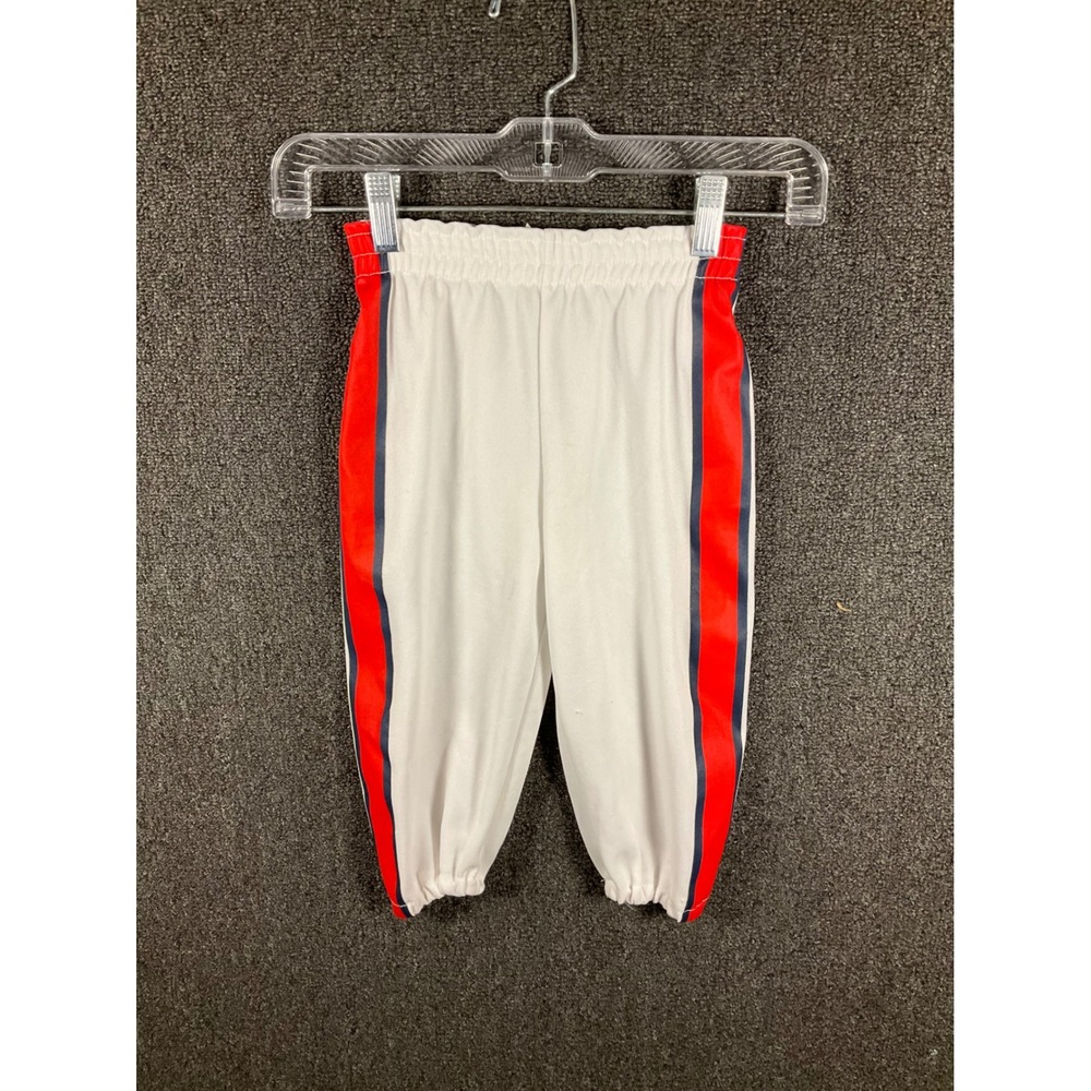 Franklin Sports Kids Baseball Pants White Red Navy Stripe Size M Made in USA